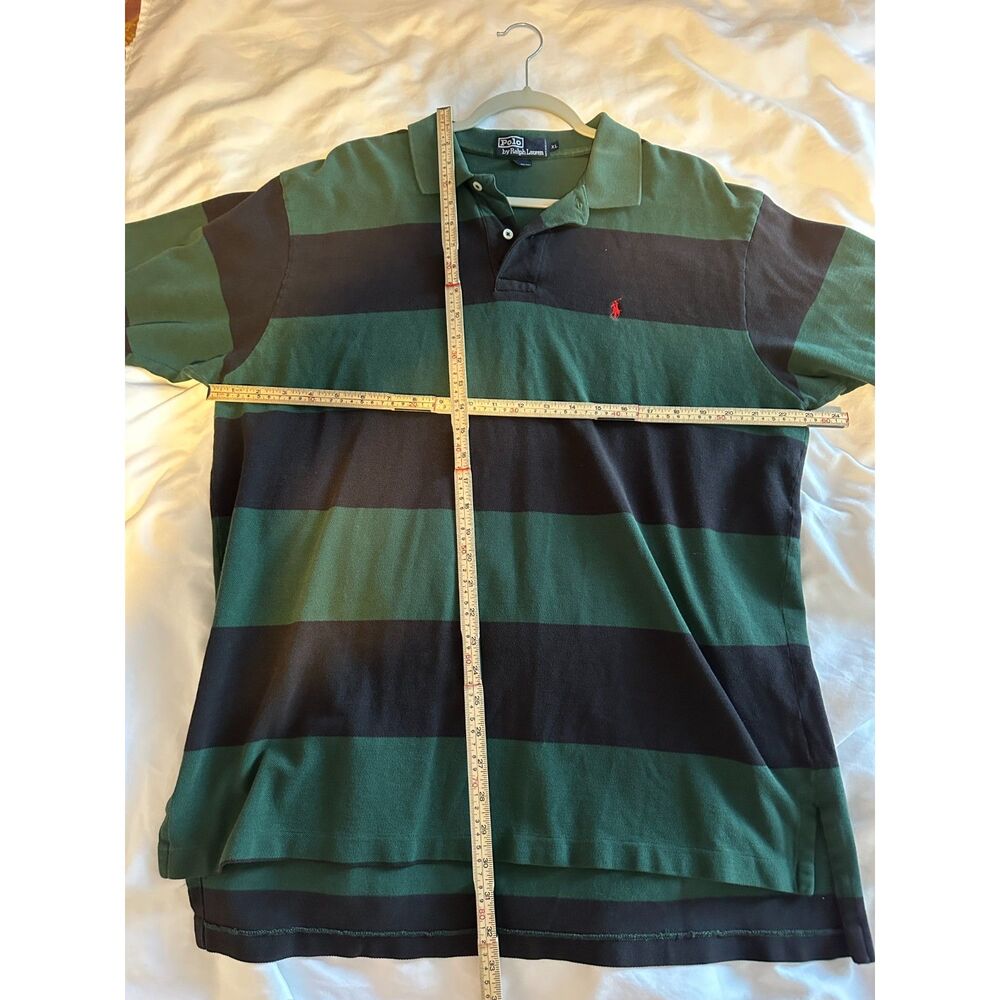 Polo Ralph Lauren Rugby Polo Shirt XL Green Brown Striped Big Pony Cotton Preppy - Picture 8 of 8